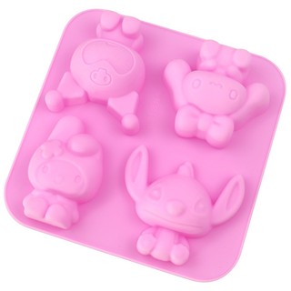 Khuôn Làm Bánh silicone 4 Ngăn Hình stitch Xinh Xắn