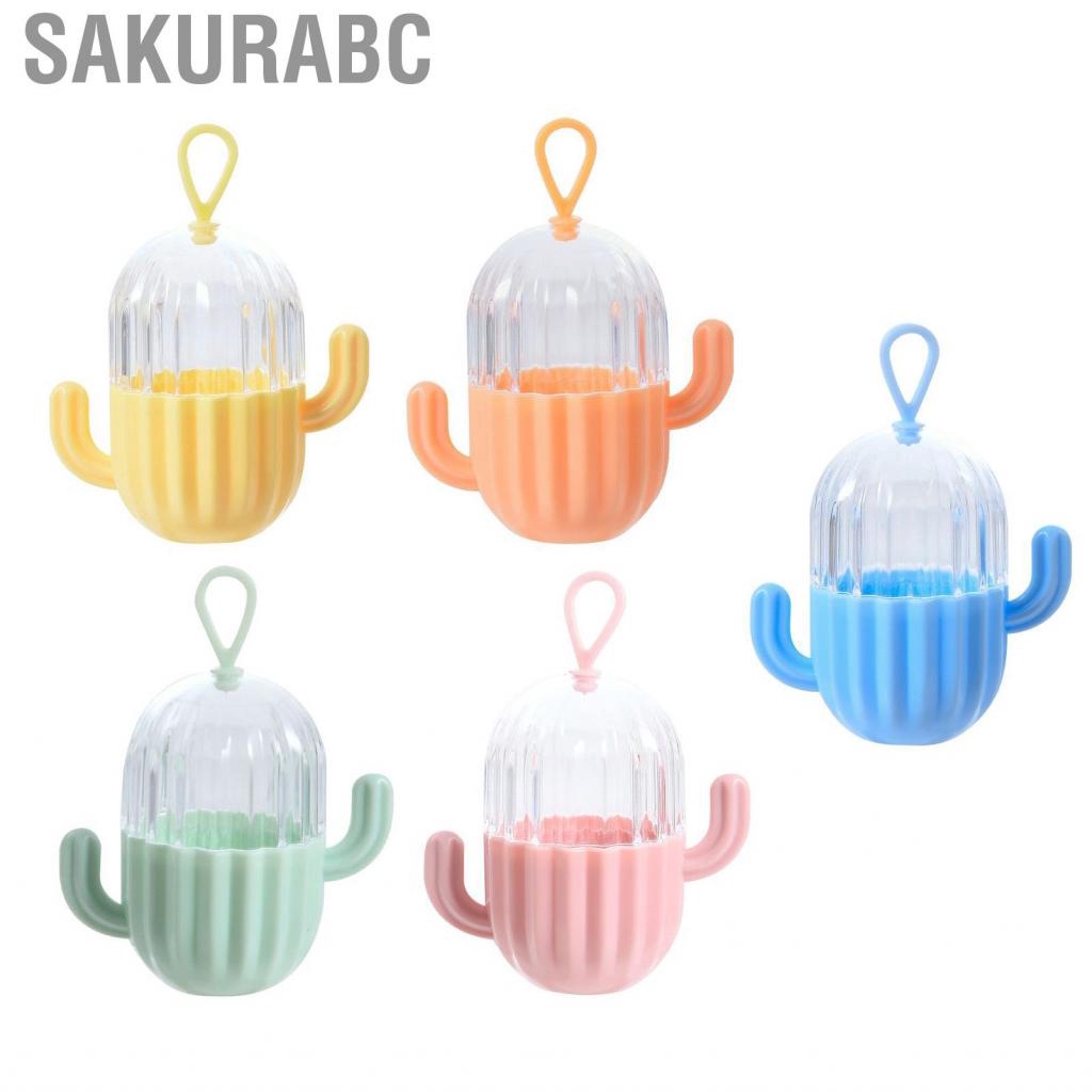 Sakurabc Makeup Sponge Storage Box  Blender Case Dust Proof Transparent Cactus Shape Thick with Lid for Outdoor