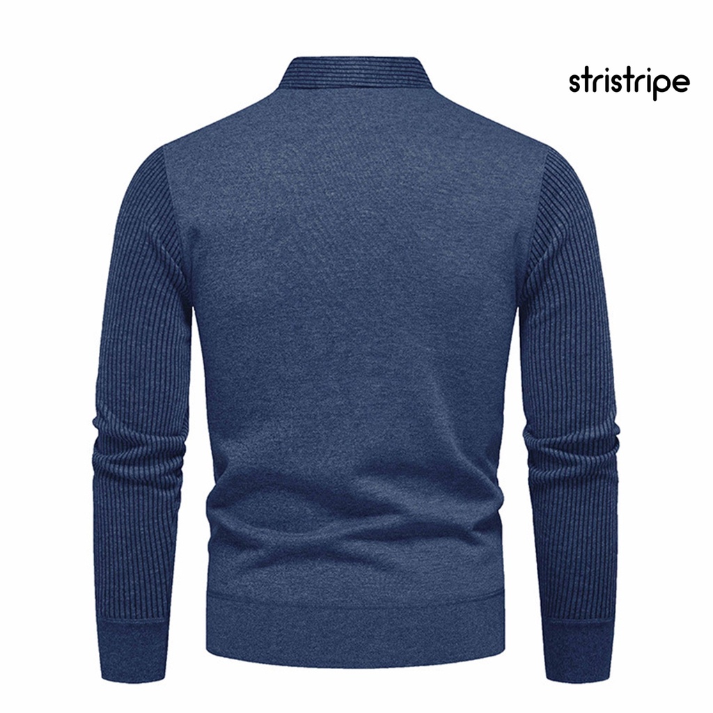 Áo Len Đan Mềm Mại Họa Tiết Sọc Hai Mảnh Cài Nút Dáng Ôm Cho Nam