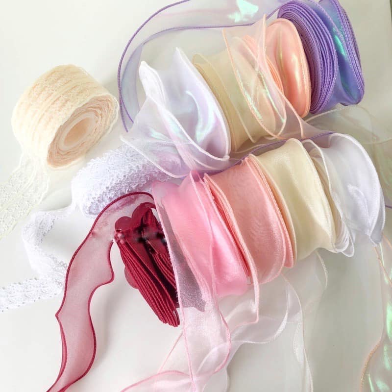 Ruy băng voan bản 4cm ⚡ HÀNG CAO CẤP ⚡ dây ruy băng sử dụng quấn bánh , cột túi hộp bánh, trang trí quà tặng