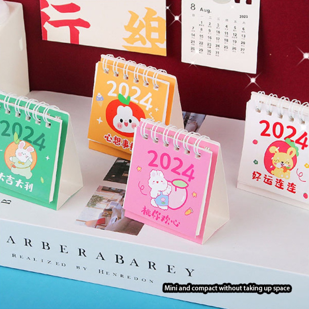 2024 Mini Thỏ Dễ Thương Lịch Để Bàn Kawaii Hình Thú Hoạt Hình Lịch Để Bàn Ghi Nhớ Hàng Ngày Ghi Chú Văn Phòng Sinh Viên Để Bàn Vật Trang Trí Miyia