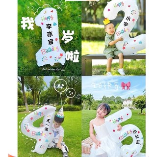 Bóng số trắng kèm Sticker họa tiết Happy birthday Hottrend trang trí sinh nhật kiểu Hàn Quốc