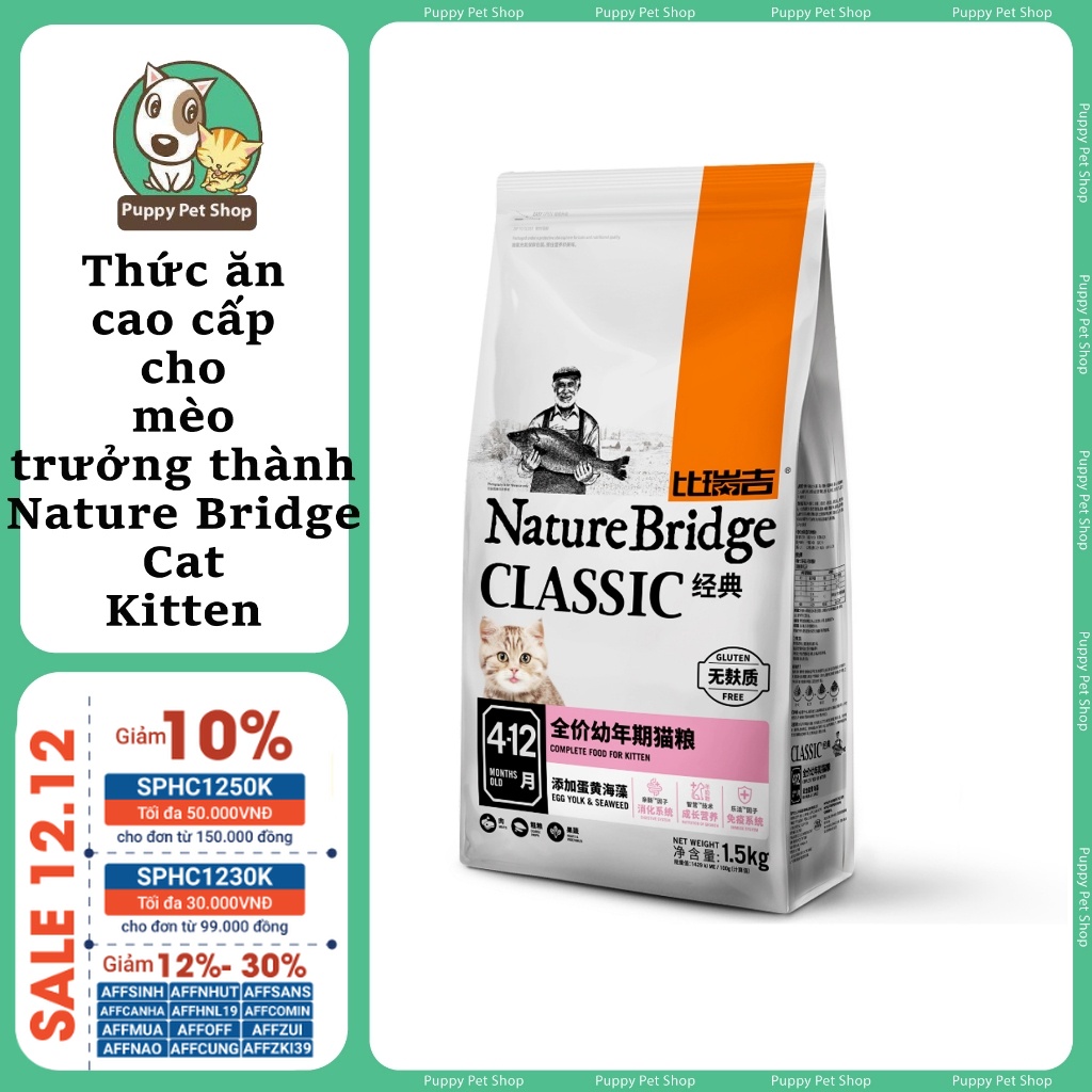 🐱Thức ăn hạt Nature Bridge Cat Kitten cho mèo con từ 4-12 tháng tuổi😻