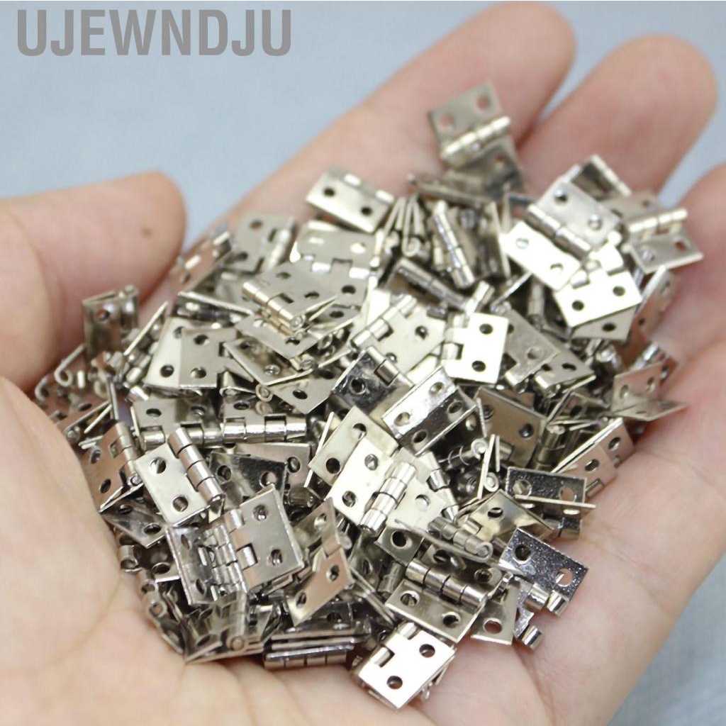 Ujewndju 20Pcs Mini Brass Hinges 1/4in 4 Hole Folding Small Hinge with Screws for Doll Houses Cabinets