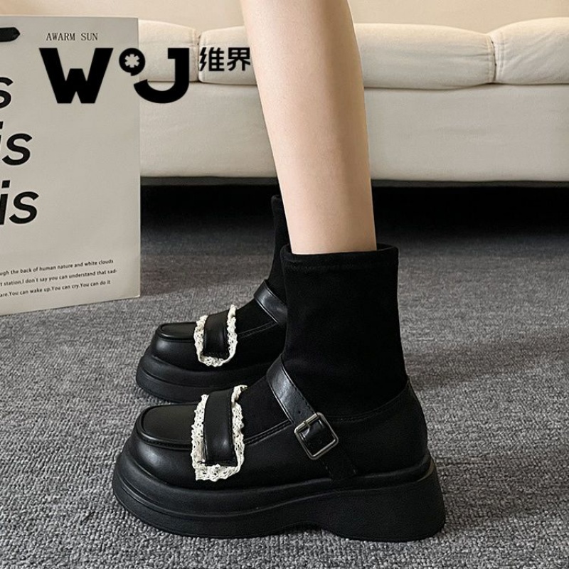 Giày Bốt martin Dạng Vớ Co Giãn Dày Dặn Phong Cách Pháp Thời Trang Thu Đông 2023 Cho Nữ