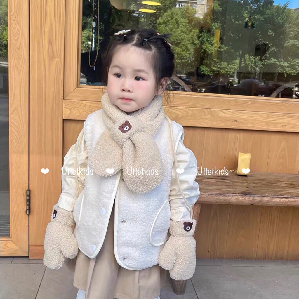 SET KHĂN QUÀNG CỔ VÀ BAO TAY PHONG CÁCH HÀN QUỐC CHO BÉ GÁI VÀ BÉ TRAI RẤT ĐẸP