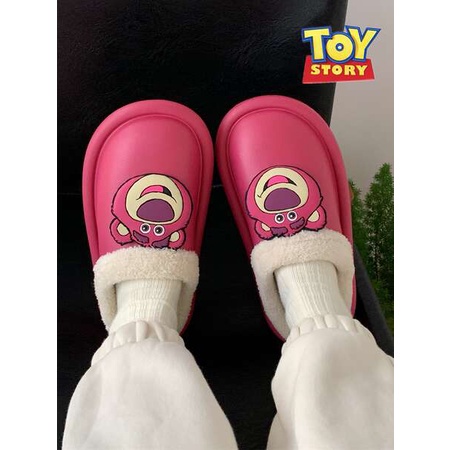 C-FOOT Dép lót lông họa tiết gấu dâu dễ thương siêu ấm chân cho người lớn và trẻ em 4 màu lựa chọn