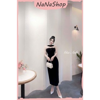 Đầm body cao cấp siêu xinh cúp ngực đính lông phối dây choàng cổ quyến rũ, thời thượng với 2 màu đen, đỏ