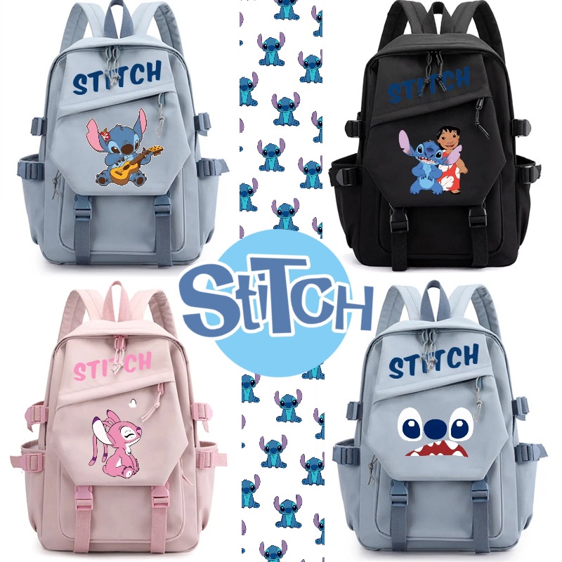 Ba Lô Hoạt Hình Disney 'S Lilo & Stitch Sức Chứa Lớn Bền Bỉ Đa Năng Thời Trang Có Hình Gấu Nửa Đêm Cho Học Sinh