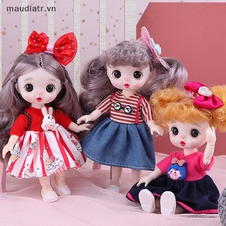 Búp bê bé gái có khớp nối 13 mắt 3d mini 16cm diy
