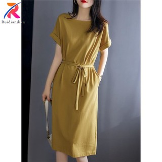 Đầm Midi Tay Ngắn Dáng Rộng Thời Trang Mùa Hè 2024 Mới Mẻ