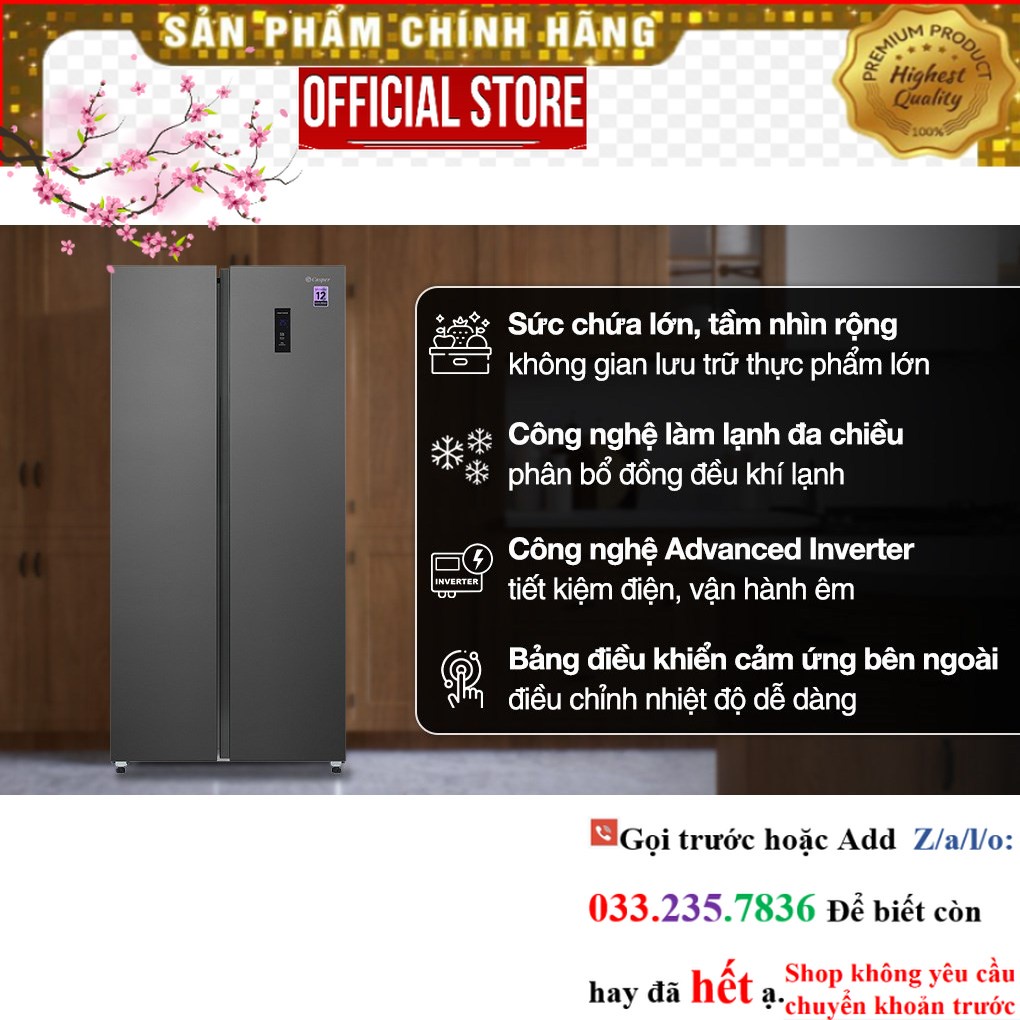 SALE> Tủ lạnh Casper Inverter 458 lít Side By Side RS-460PG <