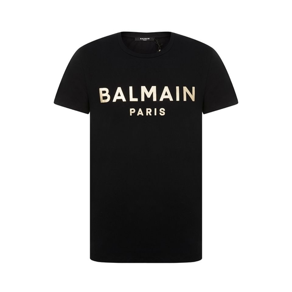 Điểm mới Balmain / Áo thun cotton Balmain nữ chữ đơn giản nam nửa tay đôi áo thun ngắn tay thông thường