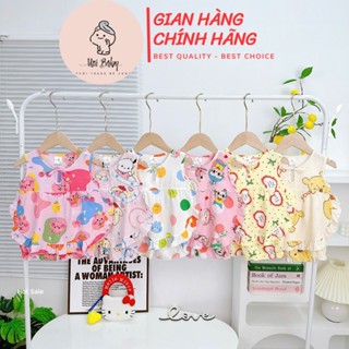 (Mới về thêm) [BÉ 6-13kg] Đồ Tôn Bé Gái, Đồ Bộ Bé Gái Vải Tôn (Vải Tole/Nanh) Mỏng Mát Mặc Nhà Cho Bé Unibaby - BT101