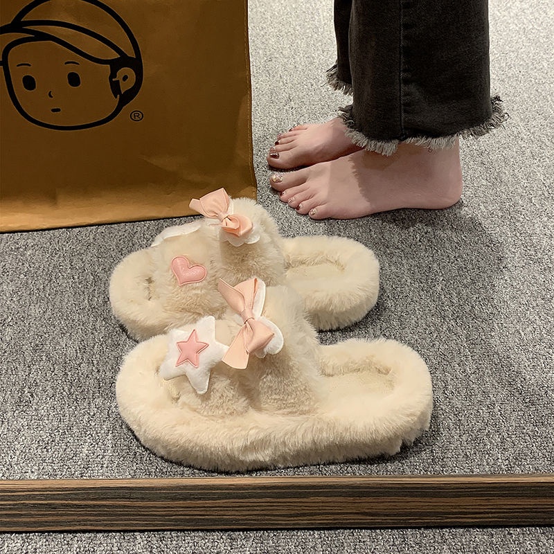 HHH   Dép Lông Đế Dày đi mùa đông Dép xỏ ngón đi bánh mì Thoải Mái Xinh Xắn  Thời trang Phong cách Thời trang Phong cách B92H0JQ 37Z230910