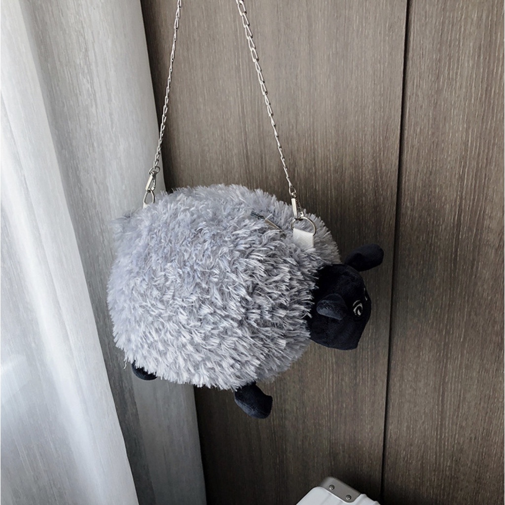 Túi Đeo Chéo Gấu Nhồi Bông Hình Con Cừu Dễ Thương