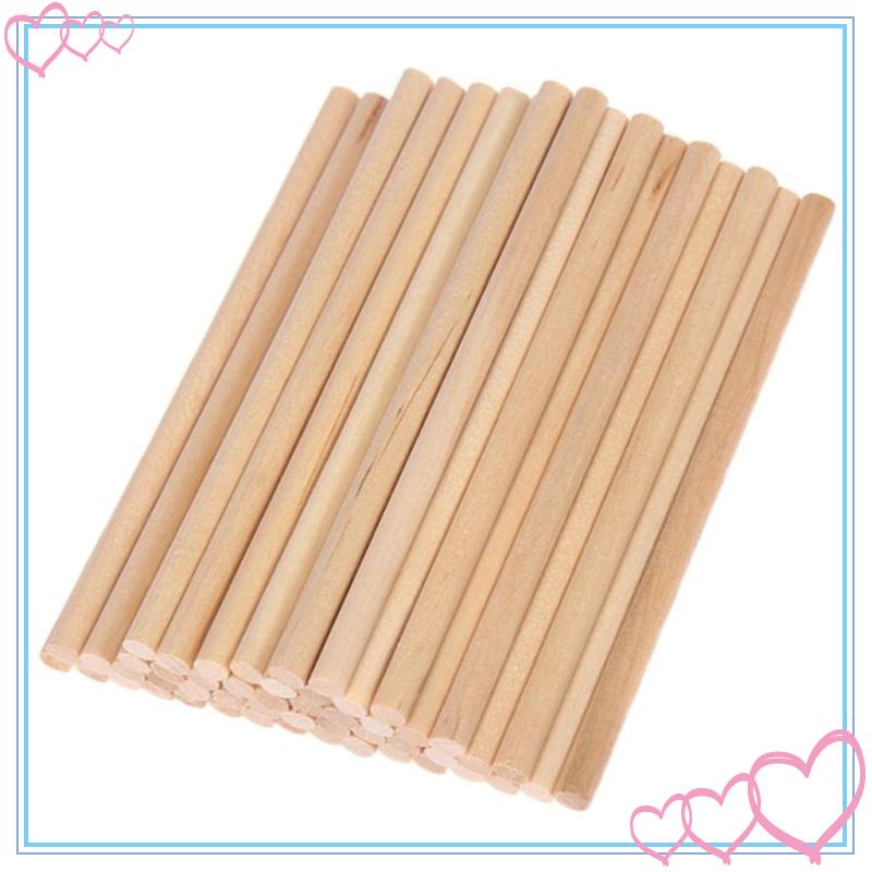 Set 50 Que Gỗ Tròn 10cm / 15cm / 20cm Đường Kính 5mm