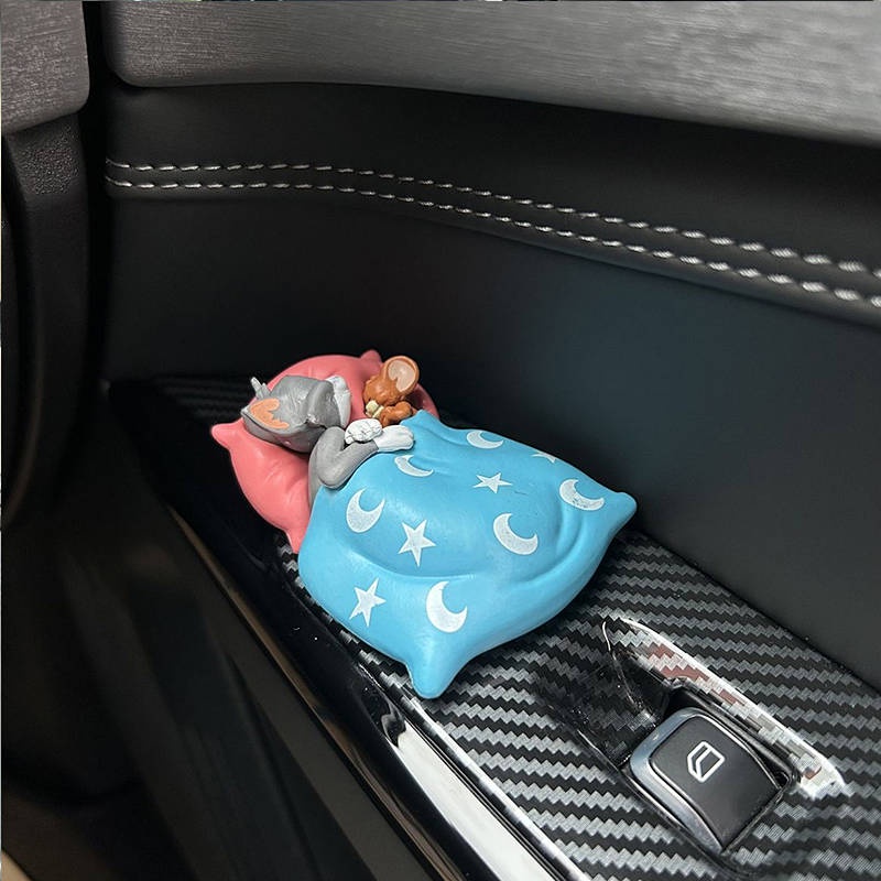 Cat and Mouse Talking Tom Cat Jerry Mouse Hand-Made Toy Doll Anime Model Cake Baking Car Car Decoration Trang trí xe hơi ZfB9