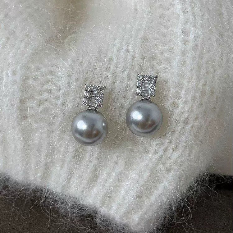 Bông Tai Mạ Bạc s925 Đính Kim Cương Ngọc Trai Thời Trang Phong Cách Mới Năm 2023