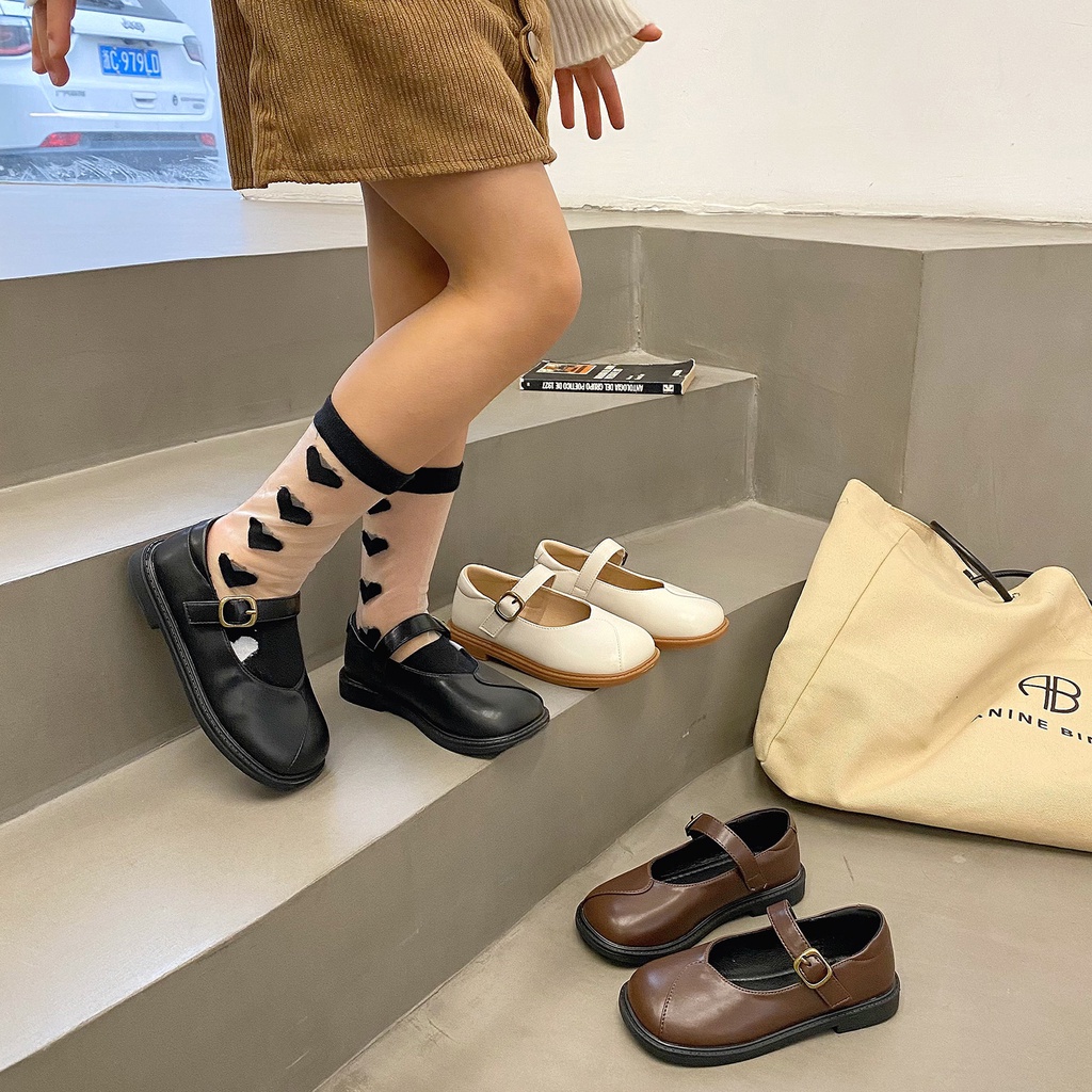 Giày Da Công Chúa Phong Cách Anh Quốc Cho Bé Gái