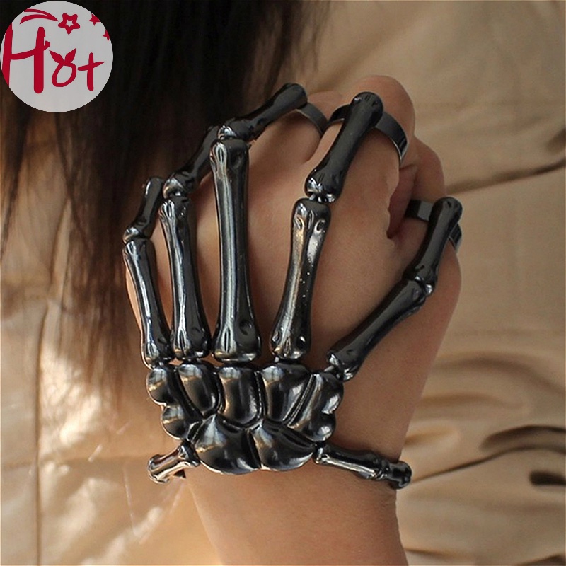 Vòng Tay Hình Bộ Xương Bàn Tay Phong Cách gothic punk Có Thể Điều Chỉnh Được
