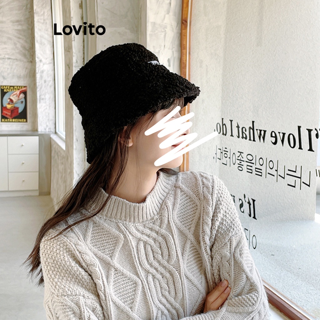 Mũ Lovito đính phụ kiện chữ cái thường ngày cho nữ L63AD277