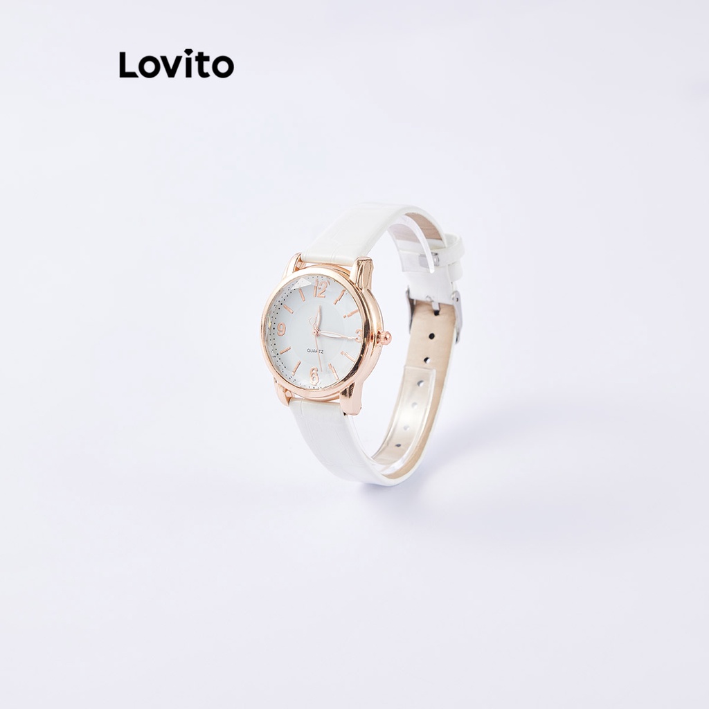 Đồng hồ Lovito thạch anh kim loại màu trơn thường ngày cho nữ L63AD287 (màu trắng/xanh dương ngọc)