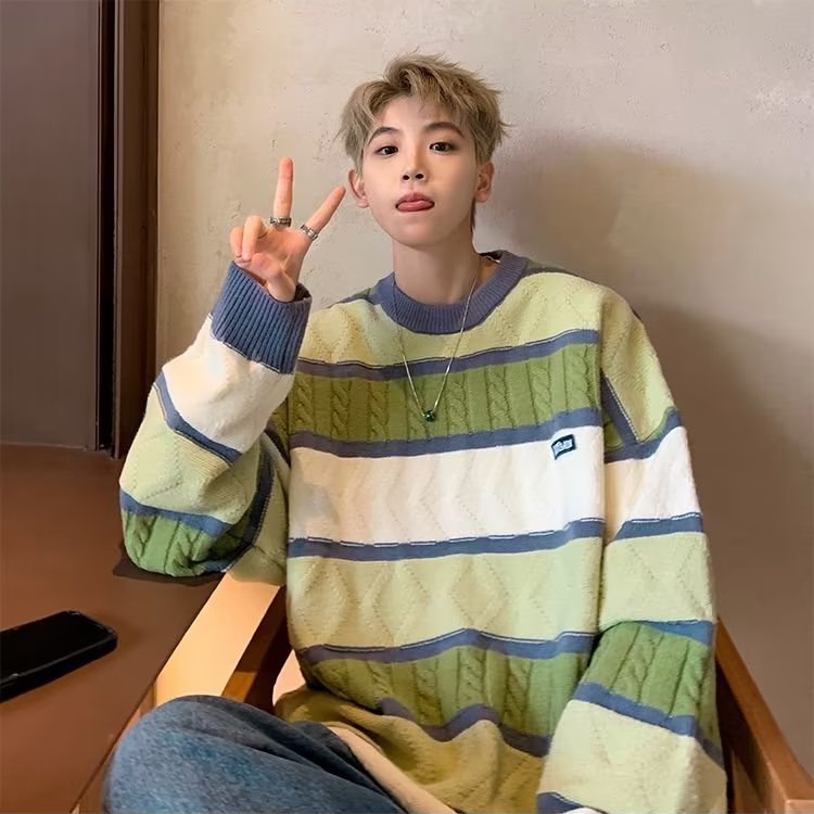 Áo Khoác sweater Dệt Kim Dày Dáng Rộng Kiểu retro Thời Trang Thu Đông Cho Nam