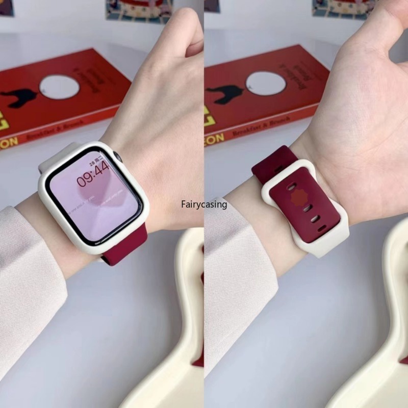 Dây Đeo silicone Hai Màu Thoáng Khí Cho Đồng Hồ Thông Minh apple watch series 8 7 se 6 5 3 41mm 45mm 40mm 44mm 38mm 42mm ultra 49mm
