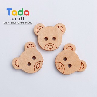 Nút gỗ hình mặt gấu Mini xinh xinh