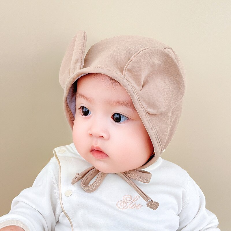 Mũ beanie cotton Mềm Mại Màu Trơn Bảo Vệ Tai Cho Bé Sơ Sinh