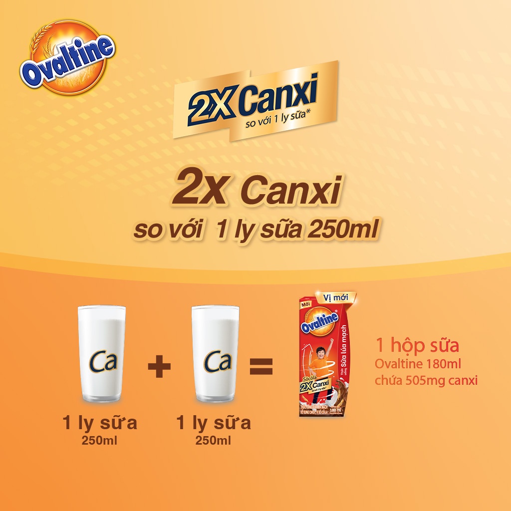 Thùng 48 hộp Thức uống lúa mạch gấp đôi Canxi hương vị sô-cô-la Ovaltine