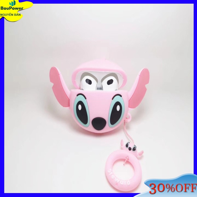 Boupower Vỏ Bảo Vệ Hộp Sạc Tai Nghe bluetooth Bằng Silicon Họa Tiết Hoạt Hình mickey minnie stitch Dễ Thương