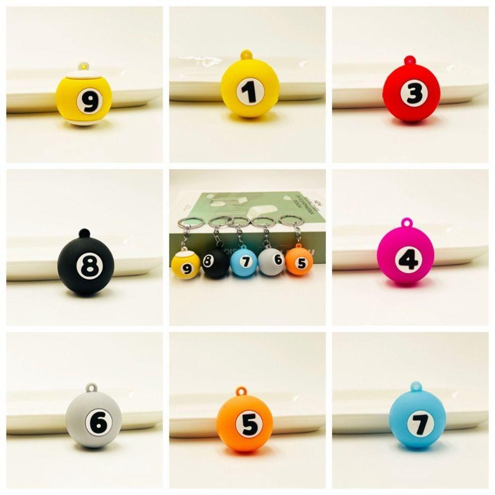 Bernardo Móc Khóa Tròn mini Bằng pvc Màu Trơn Số 1-9 Bida