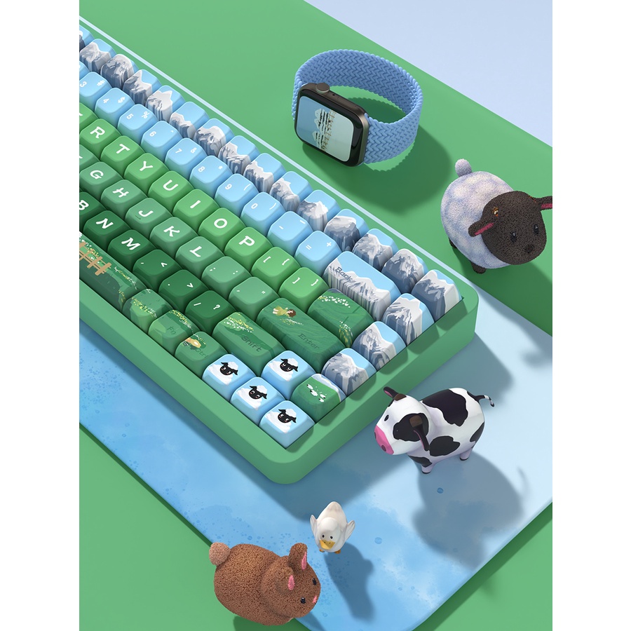 Heidi and Grandpa Cute Cartoon Green Keycaps Bộ Bàn Phím Cơ 138 / 158 Phím Họa Tiết Hoạt Hình Đáng Yêu