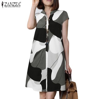 Zanzea đầm nữ cổ chữ v có túi phong cách hàn quốc