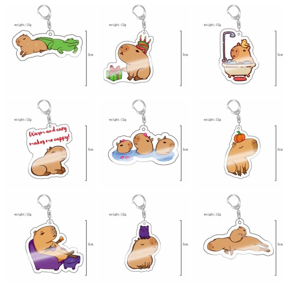 Wadees Móc Chìa Khóa Xe Hơi capybara capybara Bằng Nhựa acrylic Hình Động Vật Hoạt Hình Vui Nhộn