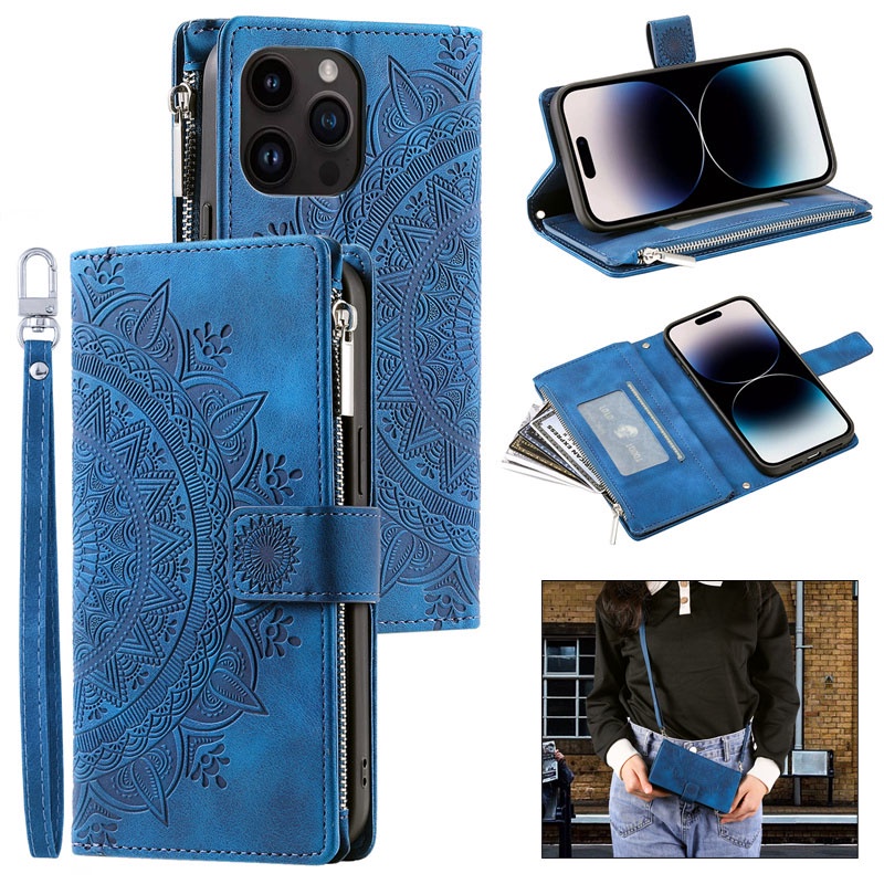 Ví Đựng Thẻ Có Khóa Kéo Họa Tiết Hoa Cho For iphone 11 13 pro max xr 11 13 pro max