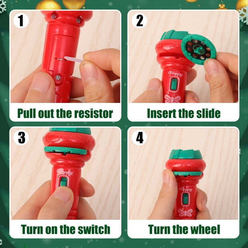 Đồ Chơi Đèn Pin Chiếu Hoạt Hình Ông Già Noel Vui Nhộn Giáo Dục Sớm Cho Bé / Quà Giáng Sinh