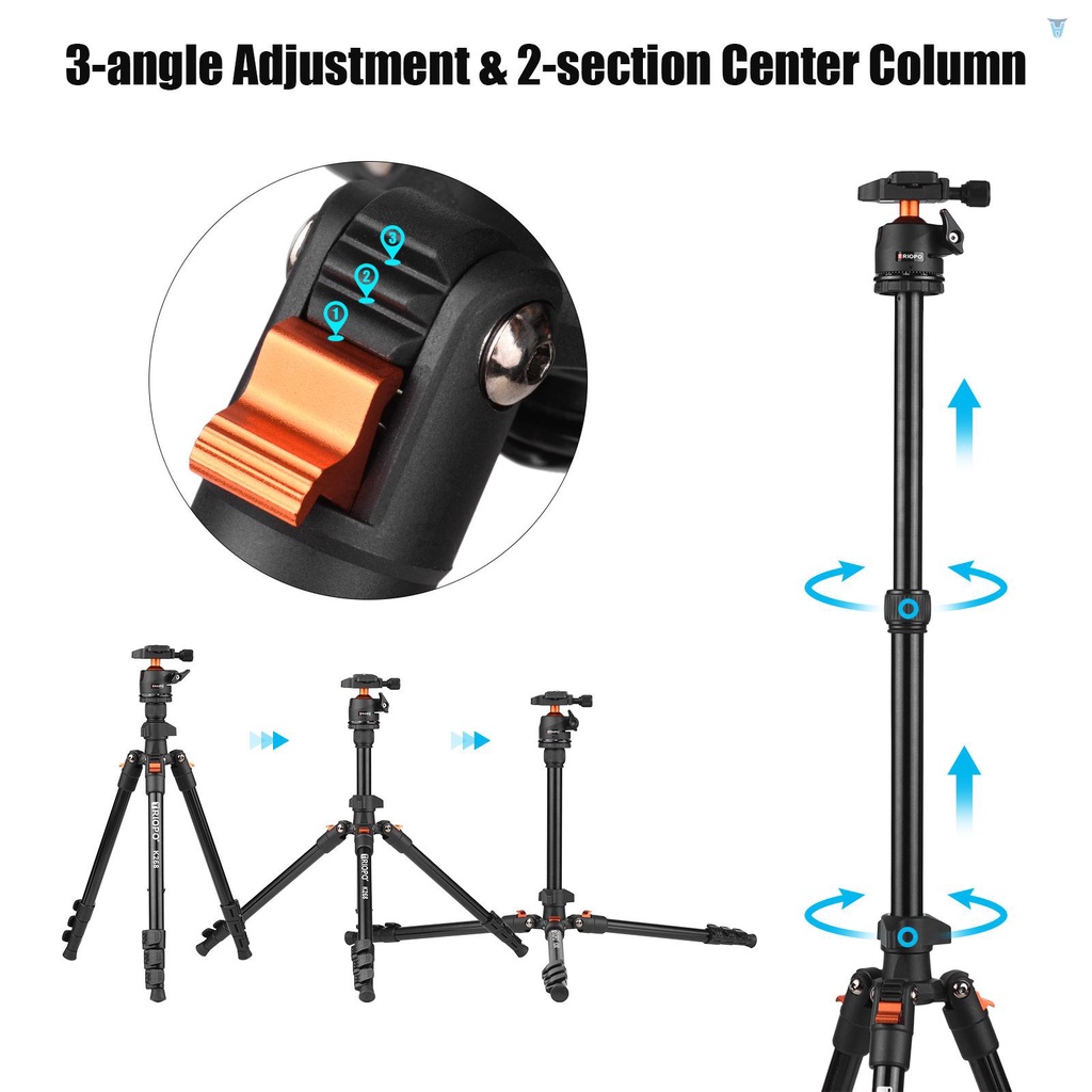 Giá Đỡ Ba Chân Bằng Hợp Kim Nhôm Xoay 360 Độ Cho Máy Ảnh k268°Băng Đô 162cm / 63.8in max. panorama ball head 162cm Chân Máy Ảnh 10kg / 22lbs Có Túi Đựng Tiện Dụng