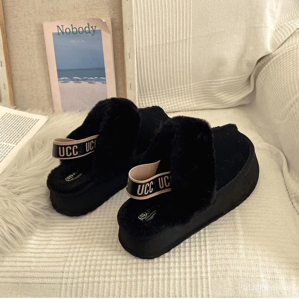 Dép Lông Cừu Bít Mũi Đế Dày Thời Trang Thu Đông Hàng Mới 2022 Dành Cho Bạn Nữ
