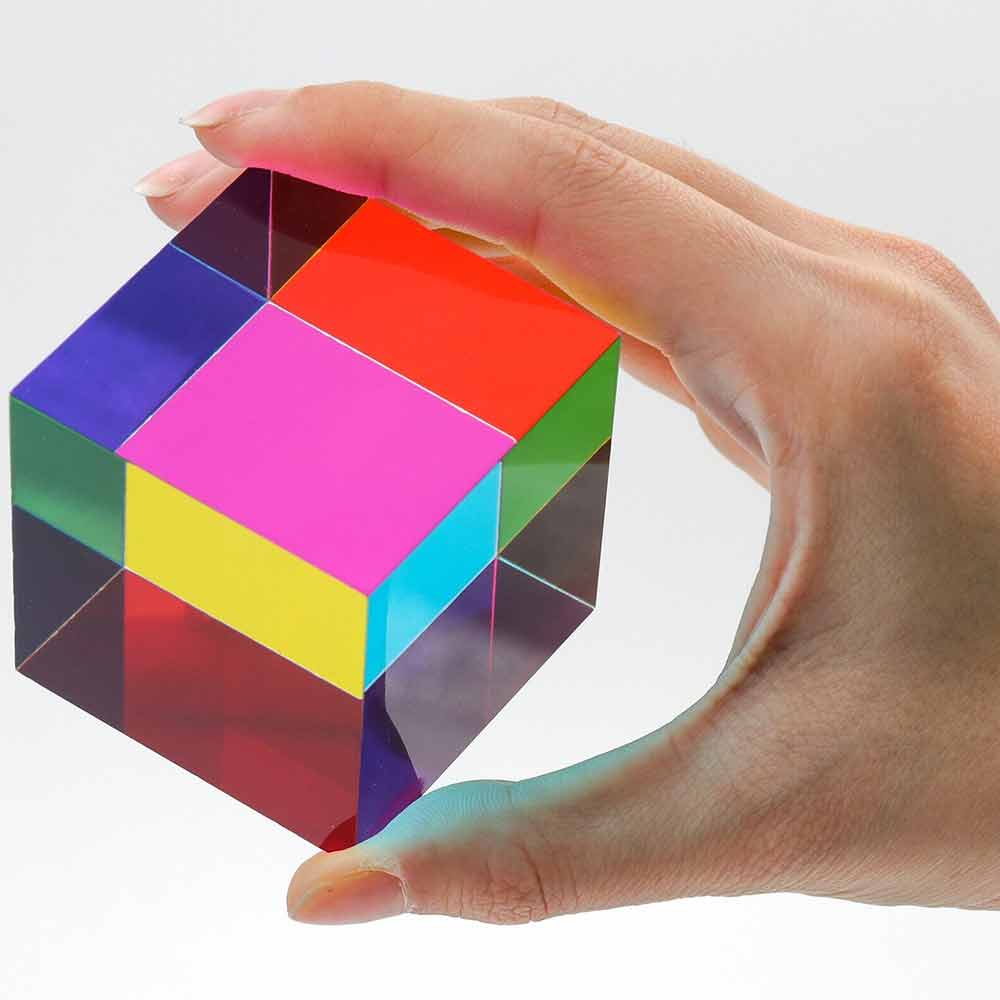 Cmy Mixing Colour Cube 50mm 2" Acrylic Cube Prism Decor Toy Photography