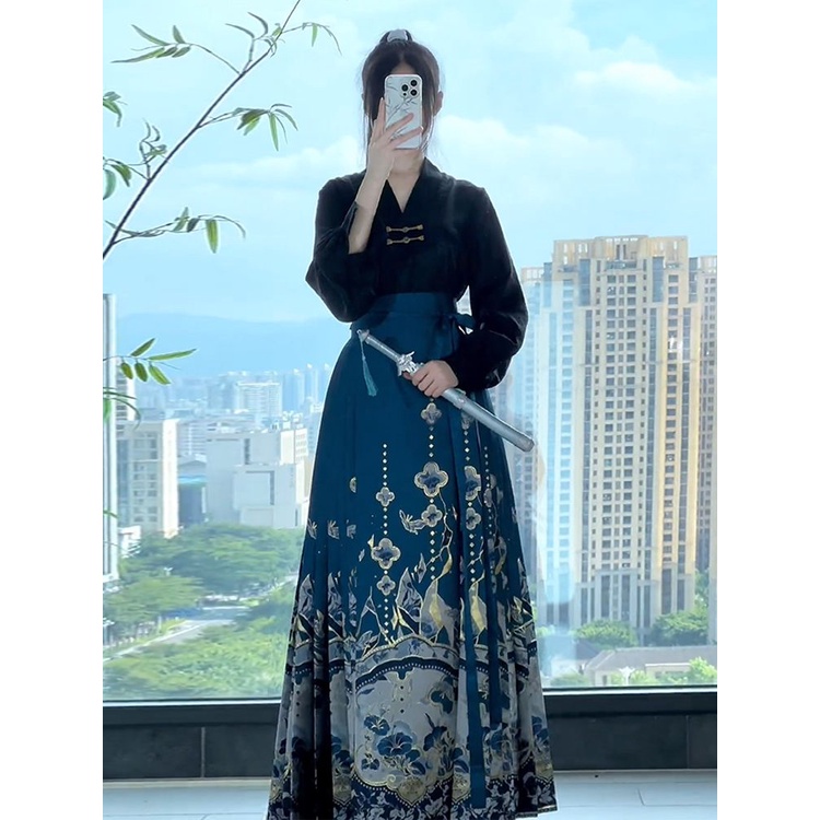 Mới Bộ Áo Váy Hán Phục Cách Tân In Họa Tiết Phong Cách Trung Hoa Thời Trang Mùa Thu Cho Nữ#23916