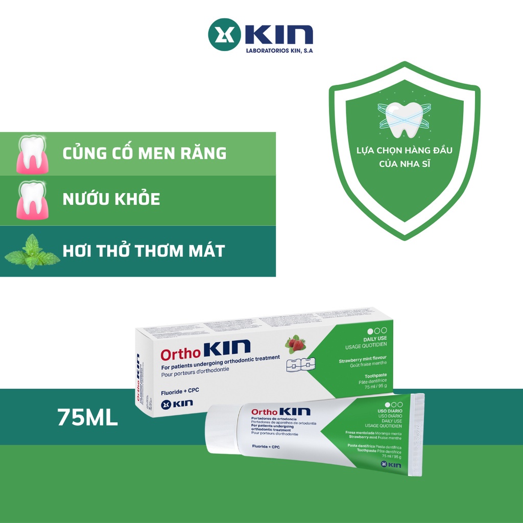 Kem Đánh Răng Ortho Kin Cho Răng Niềng, Chỉnh Nha Chăm Sóc Chuyên Biệt 75ml
