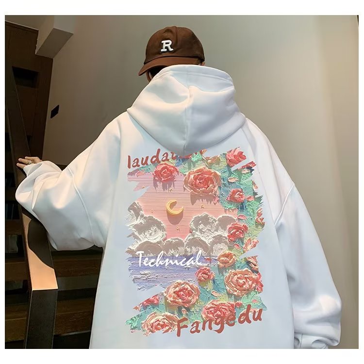 Áo hoodie Dáng Rộng In Họa Tiết Thời Trang Cho Nam m-8xl