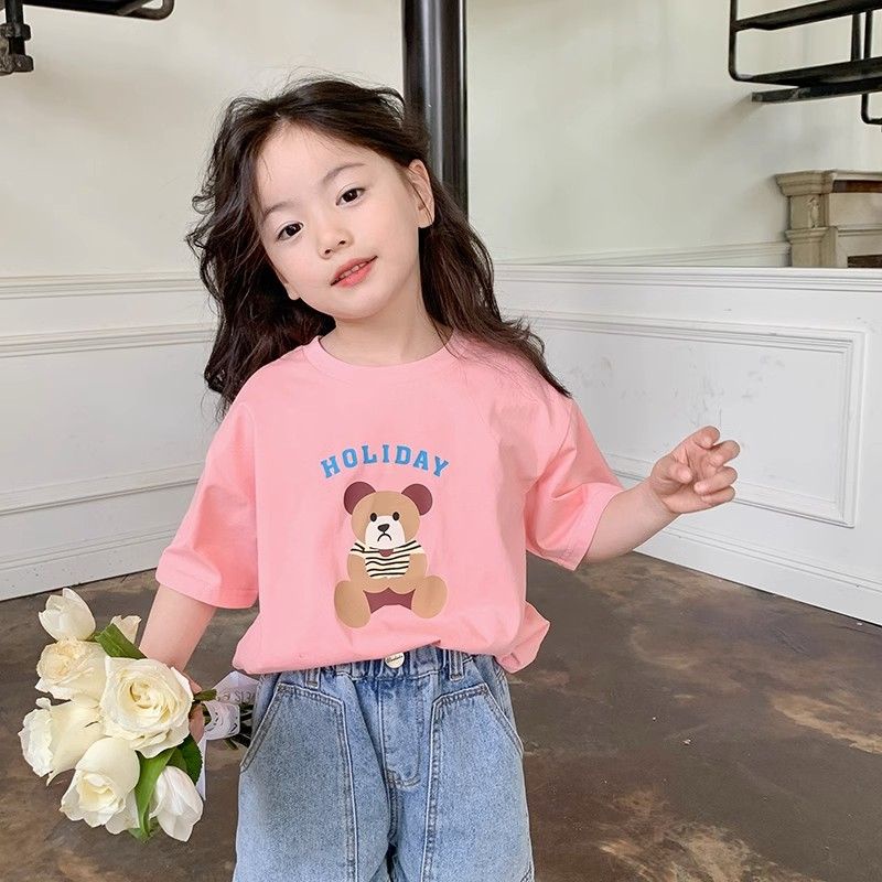 Áo Thun Tay Ngắn Bằng Vải cotton Mềm In Hình Hoạt Hình Thời Trang Xuân Hè Dành Cho Bé Gái 4-14 Tuổi