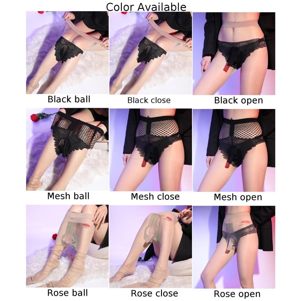 Quần Tất Nam Siêu Mỏng Sáng Bóng Nhìn Xuyên Thấu Mở Tất Quần