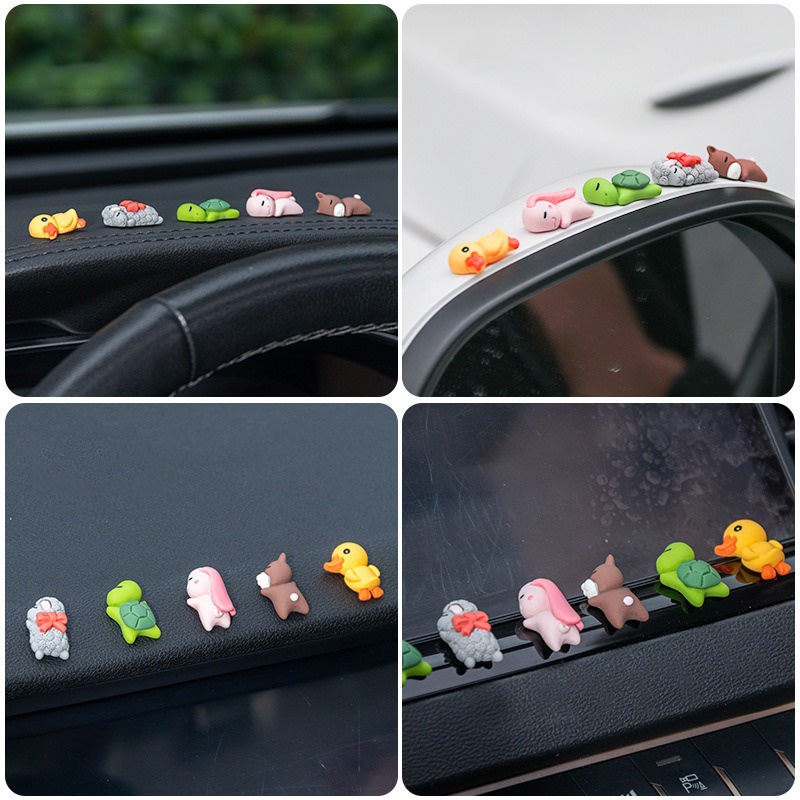 1 Phụ Kiện Trang Trí Mini Kiểu Dáng Động Vật Hoạt Hình Dễ Thương Cho Xe Hơi