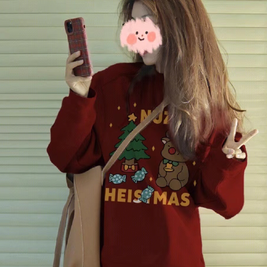 Áo sweater Vải Nhung Dày Tay Dài Cổ Tròn In Hoạt Hình Heo Giáng Sinh Dễ Thương Thời Trang Cho Nam Và Nữ 2023 3xl