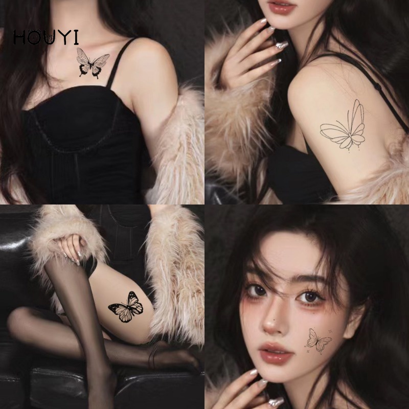 Hình Xăm Dán Tạm Thời Hình Bướm Đen Cổ Tích Sáng Tạo Cho Nam Và Nữ